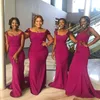 Głębokość Fuksja Suknie Ślubne Suknie South African Sweetheart Neck Cap Rękaw Syrenka Prom 2018 Sexy Plus Size Druhna Sukienki