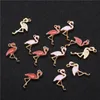 100PCS 15x26mm Legierung Rot Rosa Farbe Emaille Eleganz Tier Zubehör Erkenntnisse Schwan Anhänger Flamingo Charms für Schmuck DIY Herstellung