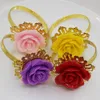 New 5pc yellow Rose Decorative gold Napkin Rings Napkin Holder Wedding Party Dinner Table Decoration Intimate Accessories9025746