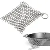 8x6 inch Stainless Steel Cast Iron Cleaner Cast Iron Cleaner Premium Stainless Steel Chainmail Scrubber Kitchen Rust Metal Cleaning