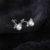 925 Sterling Zilveren Stud Oorbellen Ronde Moeder-van-Pearl Elegante Koreaanse Nanyang Bead Pearl Stud Oorbellen