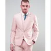 Alta calidad, dos botones, esmoquin de novio rosa, solapa de muesca, padrinos de boda, mejores trajes de hombre, trajes de boda para hombre (chaqueta + Pantalones + chaleco + corbata) NO: 976