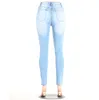 women skinny ripped holes jeans push up middle waist pants ladies casual slim fit long pants female trousers