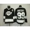 Hot Sale Heren Los Angeles Kings 99 Wayne Gretzky Goedkope Beste Kwaliteit 100% Borduren Geel Paars Ijshockey Jerseys Accepteer Mix Order