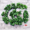 도매 - 12PCS 같은 진짜 인공 실크 포도 잎 화환가 포도 나무 아이비 실내 / 실외 가정 장식 결혼식 꽃 녹색 크리스마스 선물