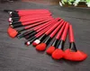 O.TWO.O Makeup Gereedschap 24 stks Professionele Make-upborstels Set met Rood Lange Handgreep Synthetisch Haar Houten Handvat Oogschaduw Brush Poeder Borstel