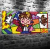 Romero Britto, Pintura Da Lona Sala de estar Decoração de Casa Moderna Mural Art Pintura A Óleo