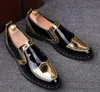 NEW Fashion Men Flats Shoes HandMade Shiny Gold and Silver party and wedding men dress loafers Big Size 38-44