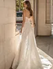 Ultimi abiti da sposa Berta senza spalline in pizzo pieno abiti da sposa sexy illusione abito da sposa da spiaggia senza schienale con disossamento esposto