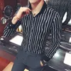 2018 İlkbahar Sonbahar Erkekler Rahat Gömlek Yeni Uzun Kollu Slim Fit Çizgili Gömlek Erkek Kore Artı Boyutu Parti Elbise Gömlek Sosyal 5XL-S
