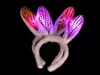 LED-licht knippert pluizig konijn oren hoofdband pailletten hoofdtooi bunny oren kostuum accessoire cosplay vrouw halloween kerstfeest