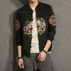 2018 Giacca ricamata in oro Bomber vintage cinese Giacca da uomo Primavera Autunno Club Outfit Uomo Jaqueta Masculina Uomo