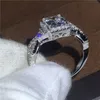 Mode Princess Cut 5A Zirkoon CZ Ring 925 Sterling Silver Engagement Wedding Band Ringen voor Vrouwen Mannen Bijoux