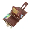 Portfel męski RFID blokujący vintage oryginalny skórzany portfel z kieszenią na zamek błyskawiczny dla men226h