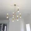 Modern linear line ceiling chandelier light rotatable adjustable bronze gold hanging light lamp for dinning living room foyer