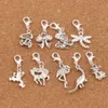 Tibetan Silver Mix Horse Crane Fish Frog Lobster Claw Clasp Alloy Metals Loose Beads Dangle Fit Necklace CM1 100pcs/lot