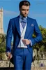 新しいデザインブルーテールコートグルーミングタキシード優秀な男性の結婚式の着色新郎新婦メンズ男性正式プロムパーティースーツ（ジャケット+パンツ+ベスト）948