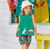 NEW girl Kids Clothes sets 100 Cotton Sleeveless cartoon tortoise rabbit flowers print girl set summer girl elegant casual t shir6152182