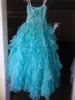 2020 새로운 블루 볼 가운 Quinceanera Dresses 15 년 동안 결정을 쓰는 달콤한 16 플러스 사이즈 미인트 댄스 파티 가운 QC1051