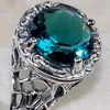 Green Topaz Silver Plated Rings Sapphire Engagement Rings With Clear CZ For Women Female Jewelry 5367550