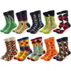 10 Paare/los Lustige Bunte Gekämmte Baumwolle Happy Socken Für Männer Multi Muster Argyle Streifen Cartoon Dot Neuheit Skateboard Kunst Socken