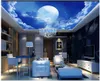 3d papier peint photo personnalisée plafond papier peint mural Beau rêve Star lune blanc nuage salon papier peint Zenith décoration murale