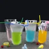 Plastic Drink Packaging Bag Pouch for Beverage Juice Milk Coffee with Handle and Holes for Straw