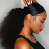 Nowy Przyjeżdża Sznurka Ponytail Brazylijski Ludzki Dziewiczy Remy Kinky Kręglarski Ponytail Hair Extensions Clip Ins Natural Black Color 140g Jeden pakiet