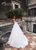 2019 robes de mariée blanches une ligne pure bijou cou appliqué mancherons dentelle robe de mariée balayage train plus la taille robes de mariée dos nu