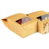 8*15.5cm Kraft paper Transparent window Plastic lining gift nut Environmental protection General box seal Self-supporting Food bags