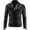 Men PU Leather Jacket Biker Streetwear Winter Male Punk Style Jacket with Skull Buttons Zippers Asian Size M-5XL