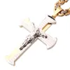 Ketens Granny Chic Mens Chain Cross Pendant Byzantine Link ketting Roestvrij stalen stalen CUBAN Silver Gold Tone 1830inch19074641