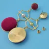 3 Farben Goldmetall Samt Ball Langes Tropfen Ohrringe für Frauen Damen Party -Modezubehör