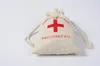 100 pcs Ressaca Kit Sacos de 10x14 cm Saco Titular Do Favor Do Casamento Red Cross Musselina Sacos de Presente De Linho De Algodão Recuperação Kit de Sobrevivência Evento Fornecedor do Partido