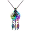 C798 Rainbow Color Dream Catcher Sun Face Pärlor Burpendant Essentiell Oljediffusor Aromaterapi Pearl Cage Locket Hängsmycke Halsband