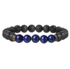 JLN Lava Rock Bracelet Yoga Energy Stone 8mm lapislazuli Ojo de tigre Puissance Perles Bracelet Pour Homme Bijoux