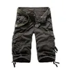 2016 New Mens Summer Army Cargo 3/4 Three Quarter Pants Cotton Multi Pockets  Tactical Camo Casual Men Jogger Short