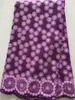 5 Yards / pc Nuova moda viola fiore ricamo tessuto di cotone blu africano merletto svizzero del voile per i vestiti vestire L5-2