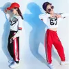 Flickor Cool Bomull Ballroom Jazz Hip Hop Dance Tävling Kostymer Suit Crop Tops Shirt Byxor För Kids Dancing Wear Outfits