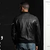 Black AVIREXFLY genuine leather jackets stand collar baseball suit flight bomber jackets