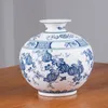 Chiński styl Jingdezhen klasyczny niebiesko -biała porcelanowa kaolin wazon kwiatowy wystrój domu ręcznie robiony Vass4240153