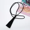 Brand New Tassel Colar De Seda Borla Contas De Vidro De Cristal Colares 90 cm Longo Colar Mulheres Presentes Da Moda Jóias