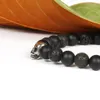 Nouveau Bracelet tête de mort en acier inoxydable argenté, 10 pièces/lot, ne se décolore pas, avec perles en pierre naturelle de 8mm, vente en gros, nouveau