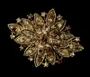Vintage Look Antik Guldpläterad Topaz Rhinestone Crystal Diamante Flower Bridal Brosch Pin Party Prom Gifts