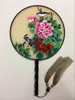 Rękojeść round vintage dłoni wentylator dekoracji chiński pełny ręcznie robione podwójne haftowane spersonalizowane morwy jedwabiu fani na prezent ślubny