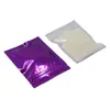 100 Pieces Clear / roxo da folha de alumínio armazenamento de alimentos Zipper sacos de embalagem Mylar Foil Resealable bolsa com rasgo Entalhes Folha Sacos para Nut