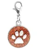 20PCS lot Colors 18mm footprints Cat Dog paw print hang pendant charms with lobster clasp fit for diy keychains fashion jewelrys297J