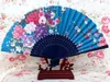 Portable Japanese Fabric Hand Fan 50pcs Bamboo Floral Craft Silk Folding Fans for Weddings Party Women Favor Fan Wholesale