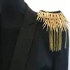 1 par feitos artesanal de moda Epaulet Mulheres Festa Rivet Punk Accessories Kpop Handmade Fringed Pikes Broche Tassel Metal Epaulette / Atacado