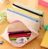 Sacos de lápis de lona diy pintura crawel estudante saco de Papelaria Simples Lápis Com Zíper Caixa de armazenamento de Caixa De Lona caso Clutch Organizer Bag